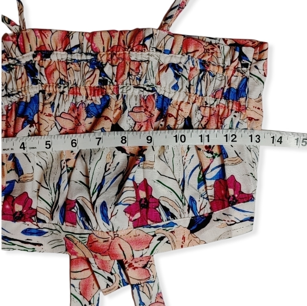 NWOT L'Atiste Floral Tie Back Crop Top Small - Picture 5 of 10